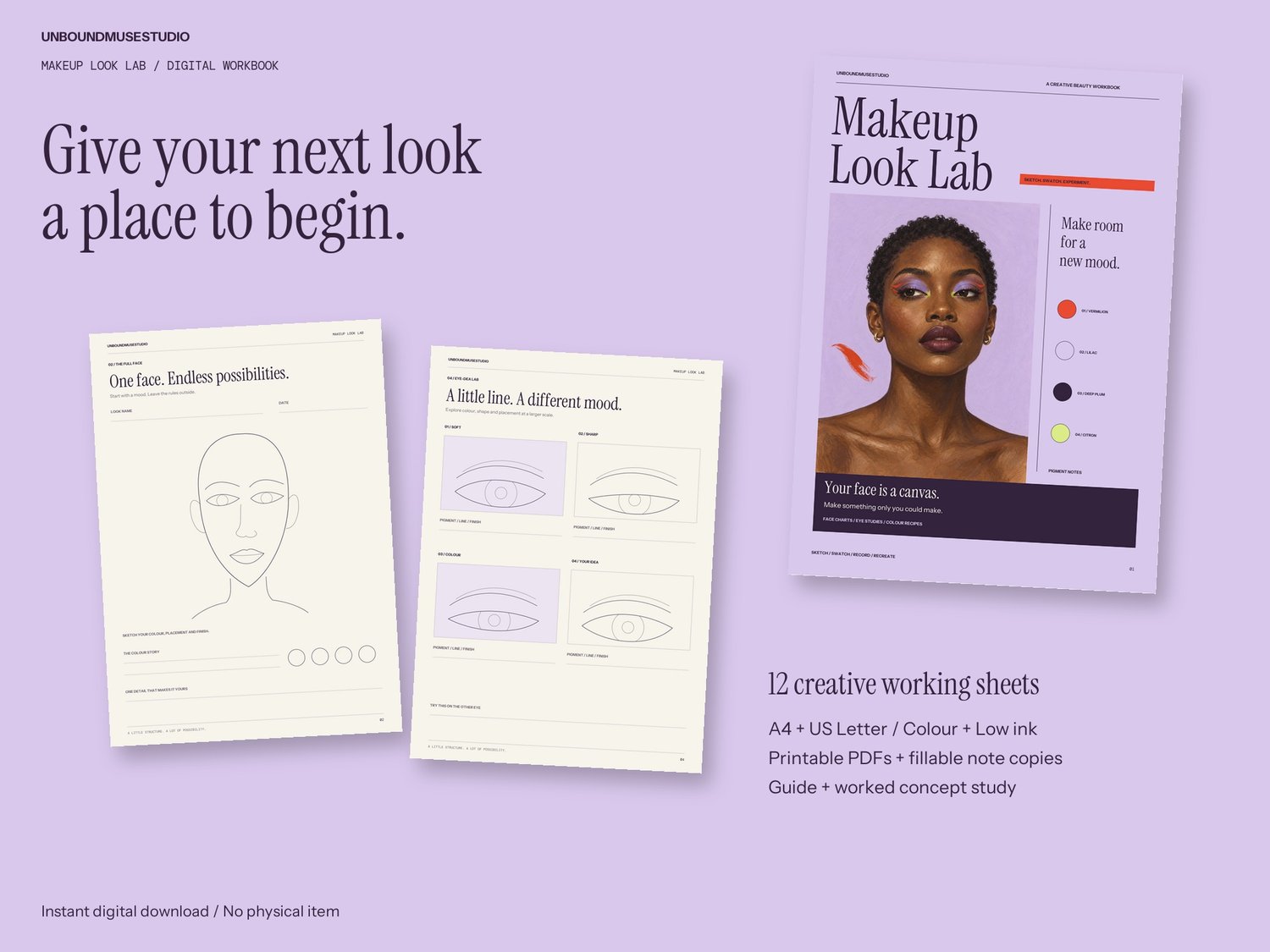 Makeup Face Charts | Makeup Look Lab digital bundle cover.