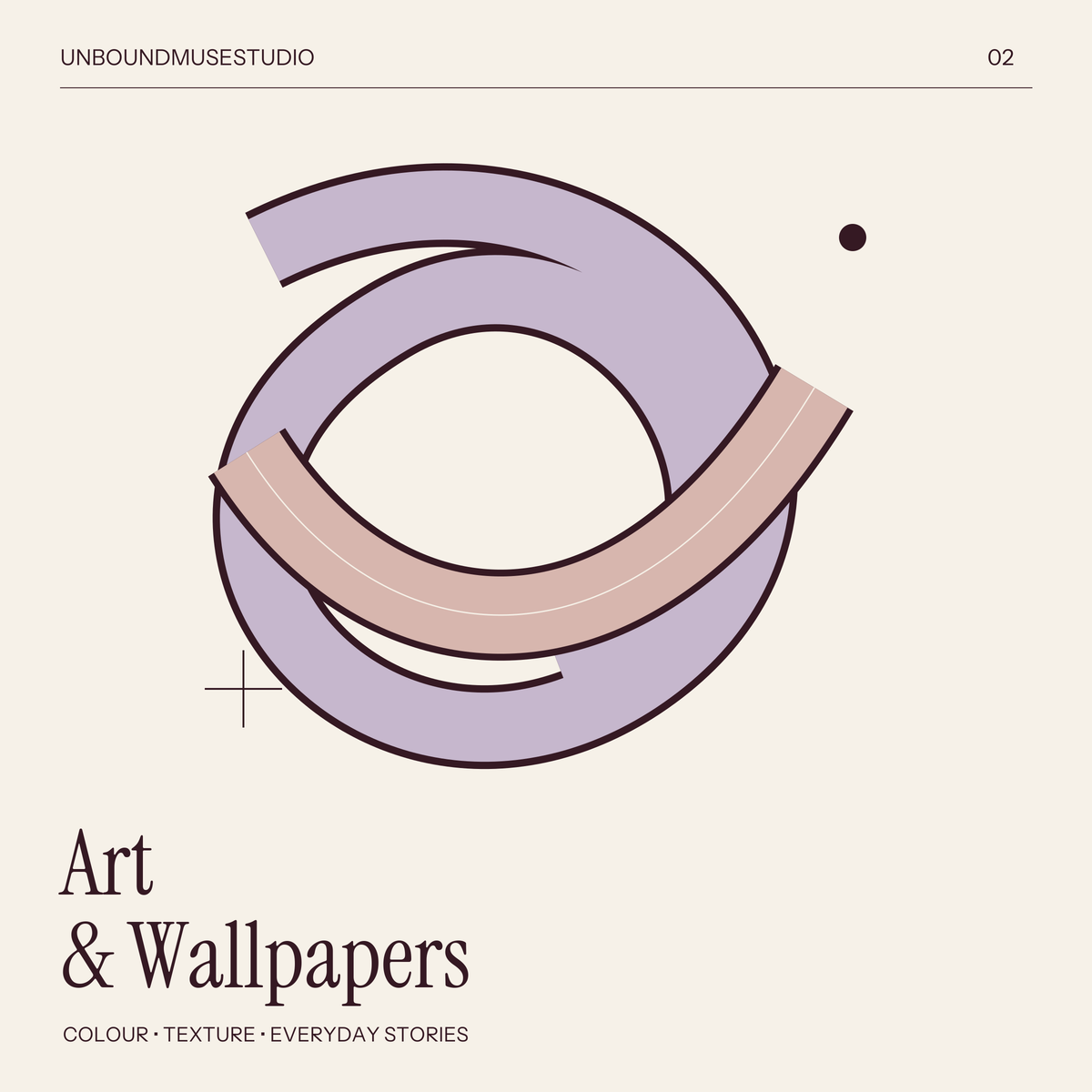 Art and Wallpapers: ivory and plum cover with interwoven lilac and rose ribbons by UnboundMuseStudio.