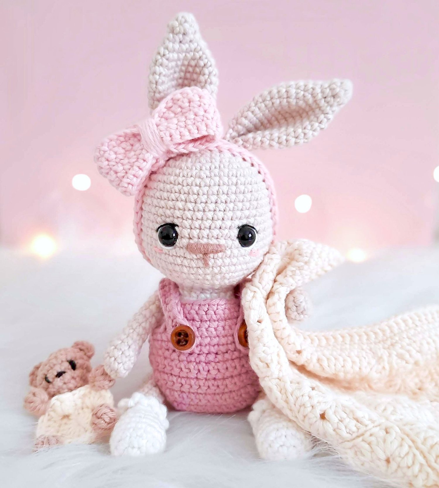 Crochet Bunny with Blanket and teddy