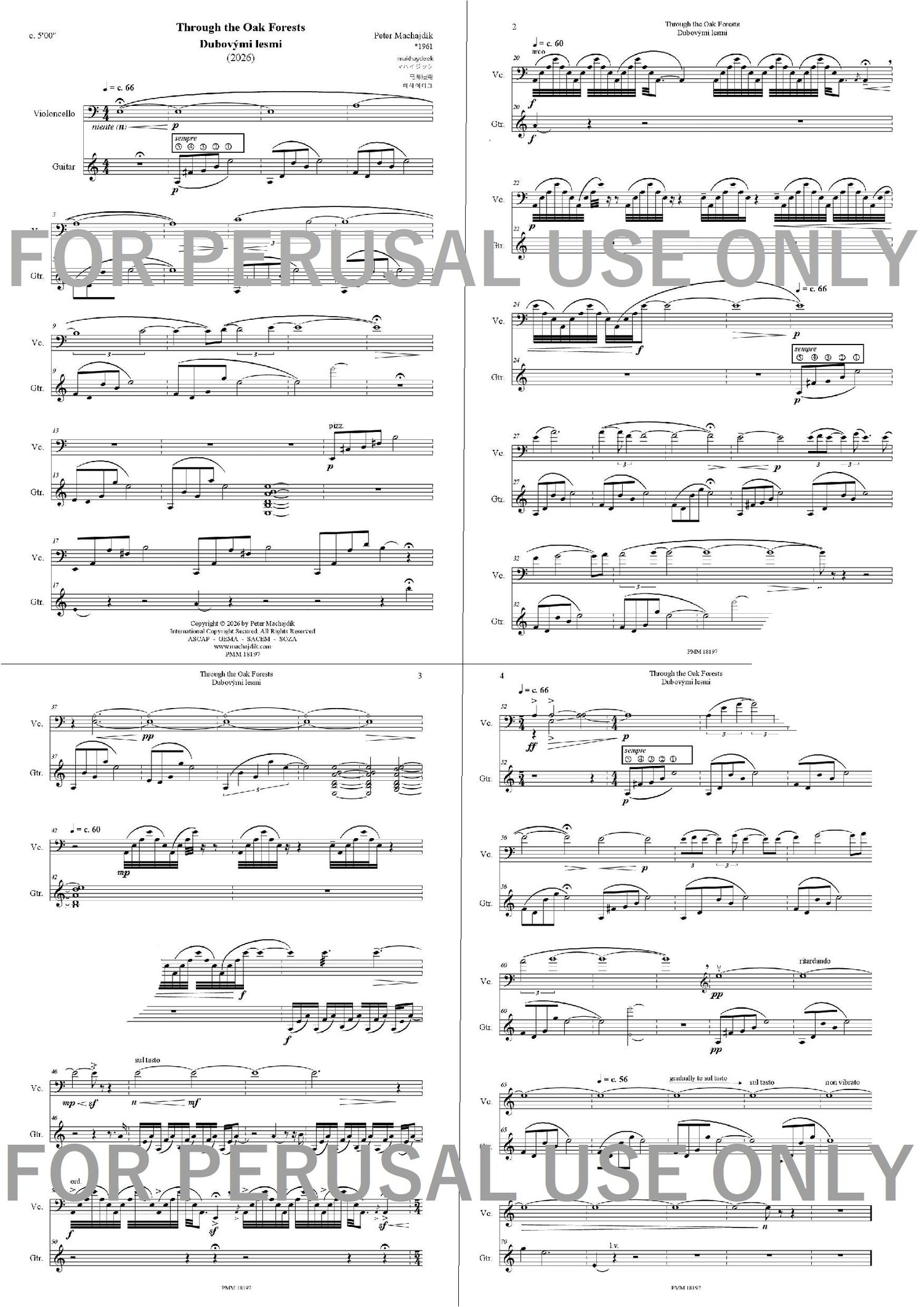 score of a cello and guitar duet