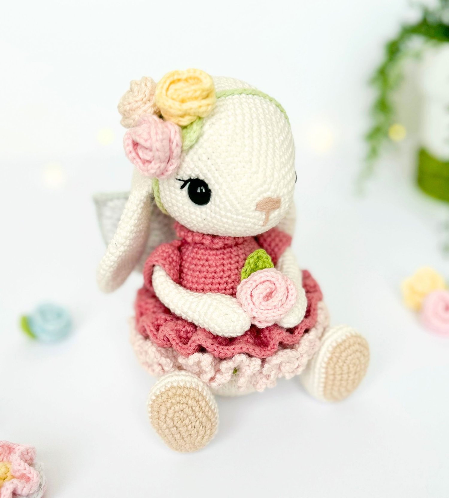 Flower Bunny Crochet Doll