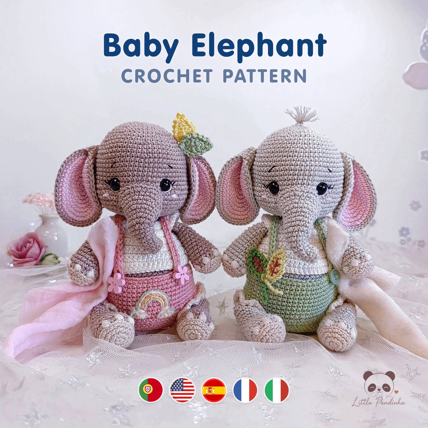 Elephant Crochet Pattern PDF, Amigurumi Elephant Pattern, Cute Baby Elephant