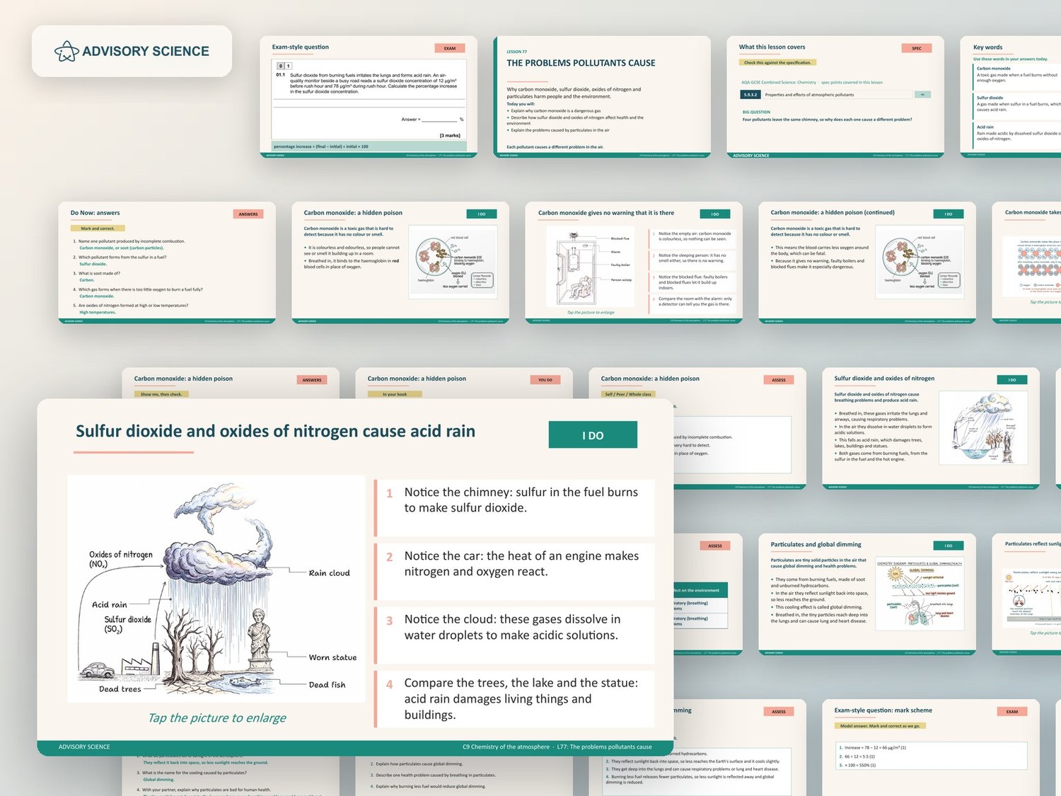Chemistry of the Atmosphere Lessons PowerPoint | AQA GCSE Combined Science Chemistry C9, 7 Lessons: preview page 3 of 3