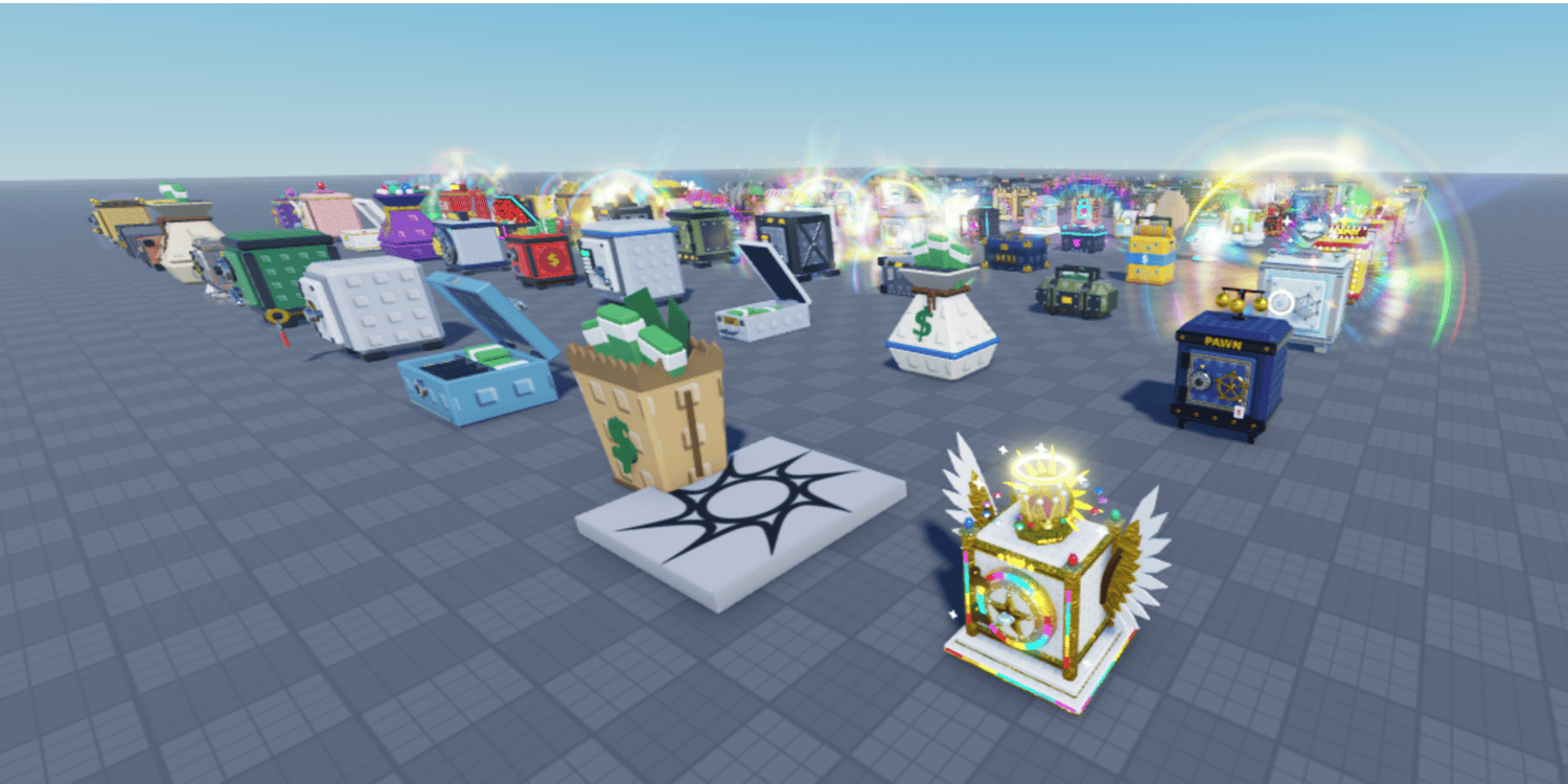 White and blue futuristic vault with particle effects