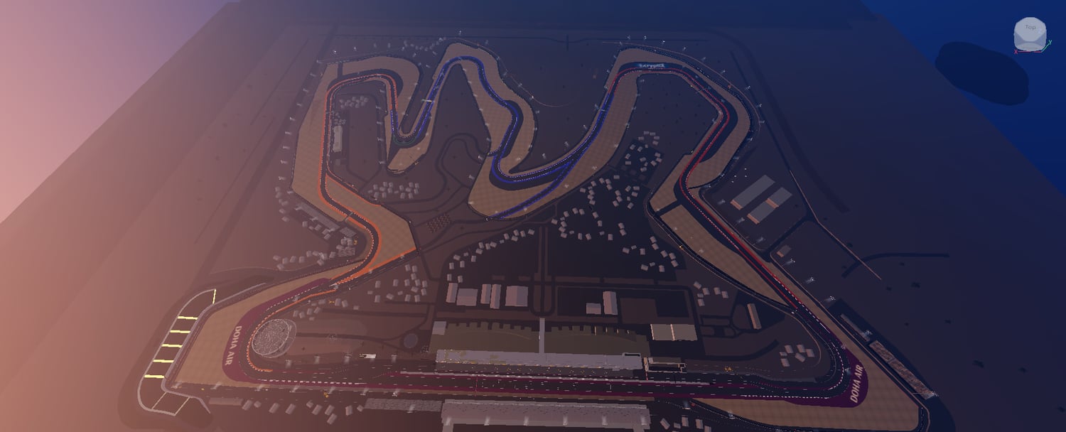 Aerial view of the complete winding race track