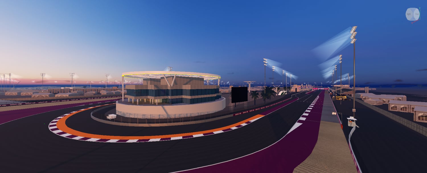Modern pit building beside the main racing straight