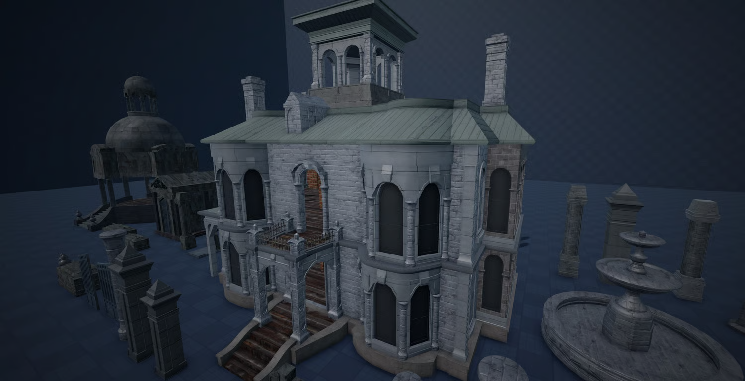 Artificial gothic fountain for a haunted courtyard