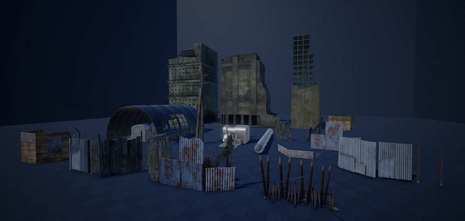 Destroyed skyscraper model