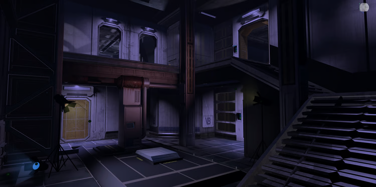 Galactic sci-fi combat map with two team spawns