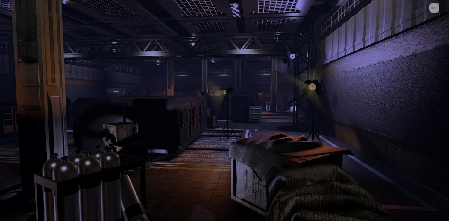 Wide view of the layered futuristic shooter map