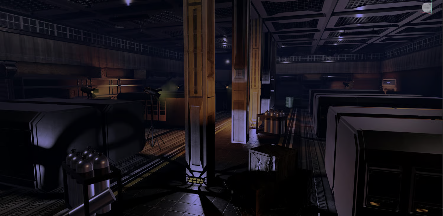 Industrial barricades, sandbags, and crates for cover