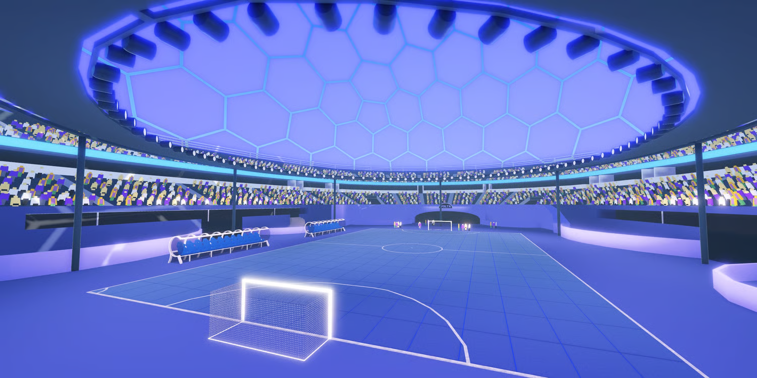 Blue and purple futuristic arena interior