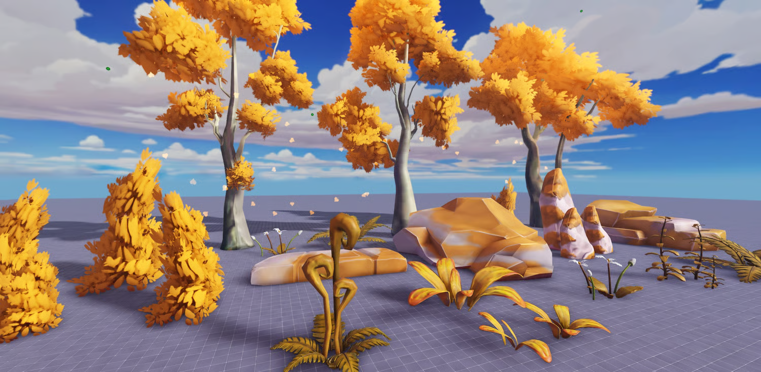 Decorative stylized flowers for woodland environments