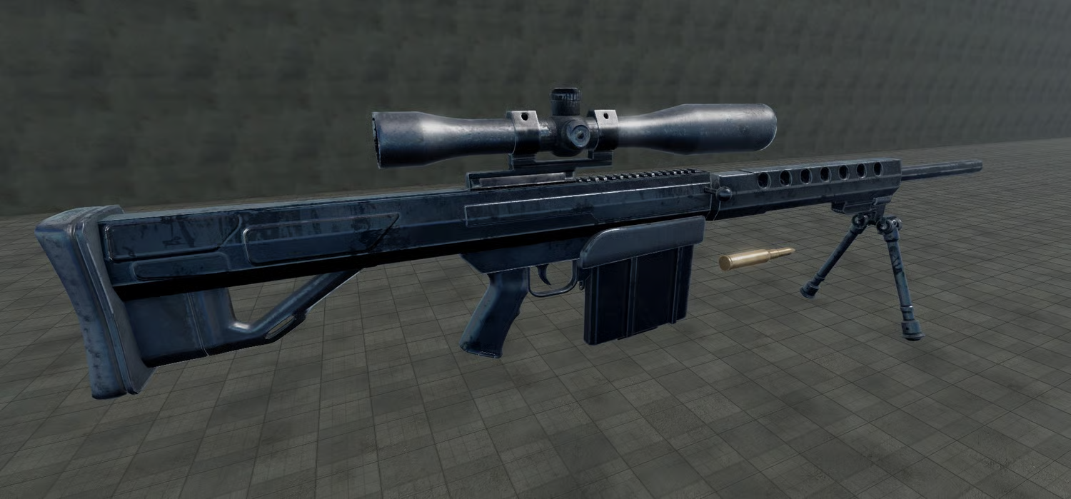 Detailed rifle stock receiver barrel and muzzle