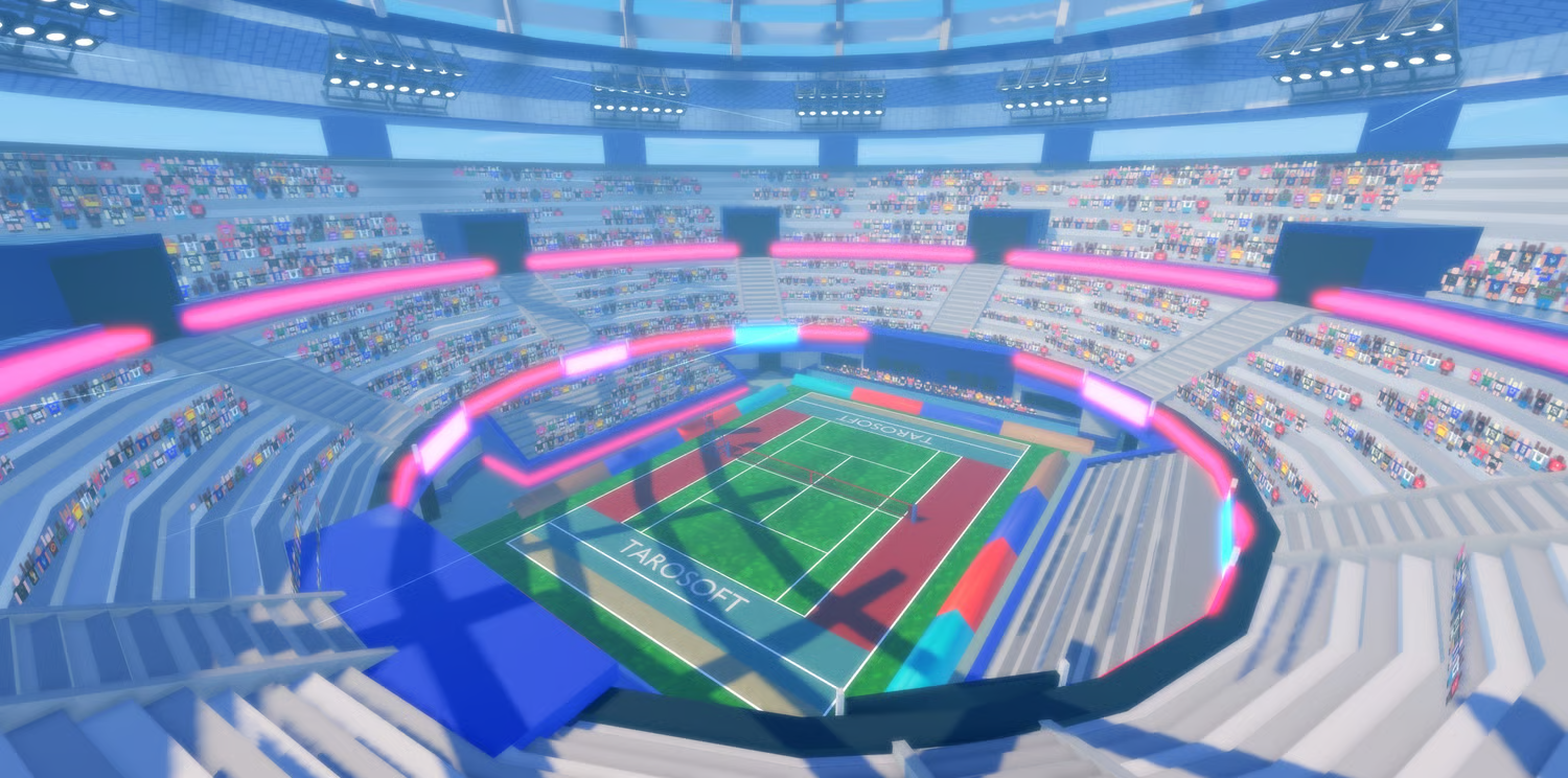 Stadium stairs fences lamps and metal structures