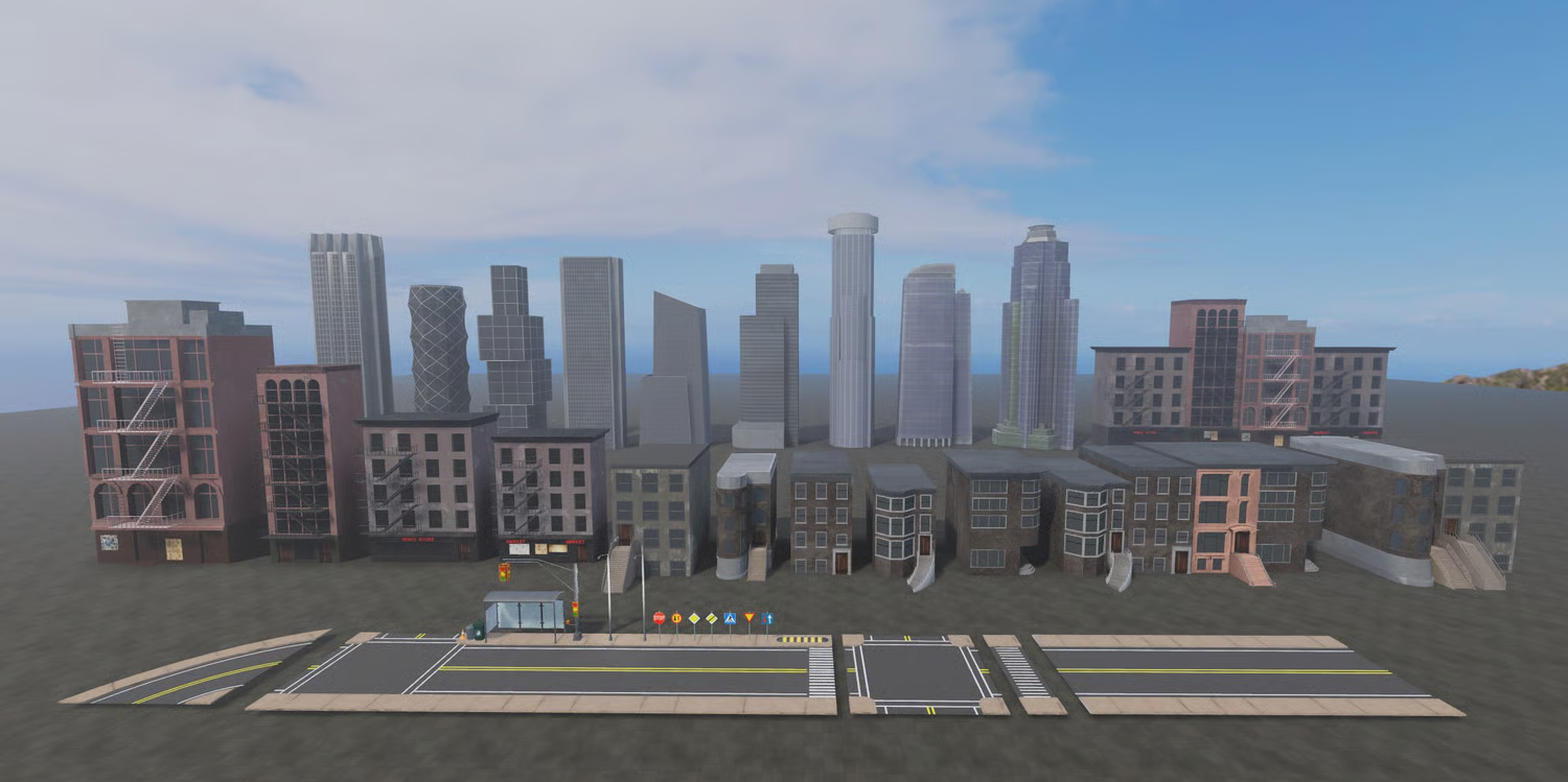 Modern glass skyscrapers for Roblox city environments