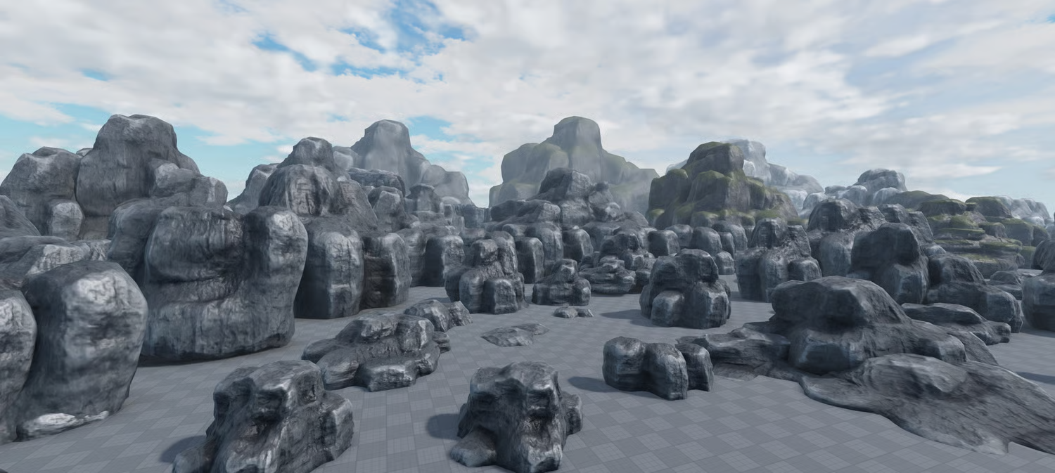 Large custom rock formations for landscape construction