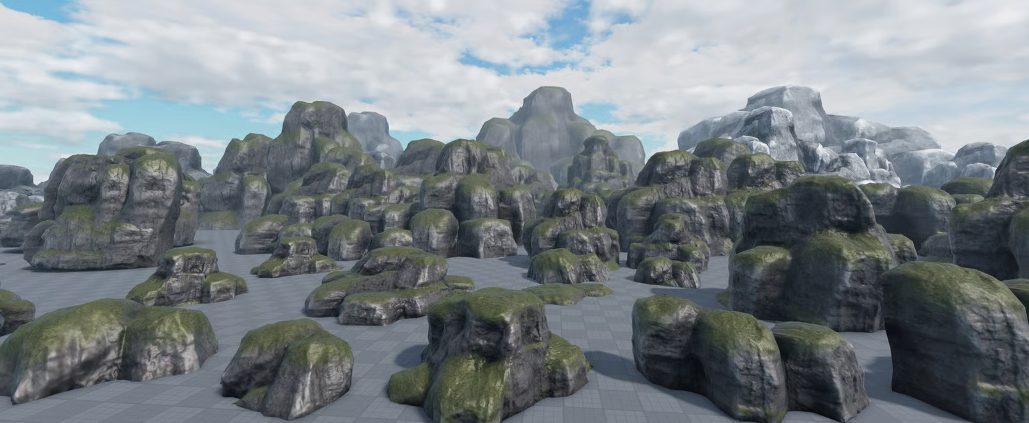 Custom PBR stone meshes for Roblox environments
