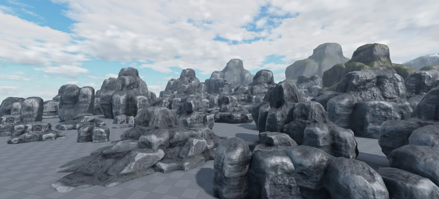 Grass rocks placed across natural green landscapes