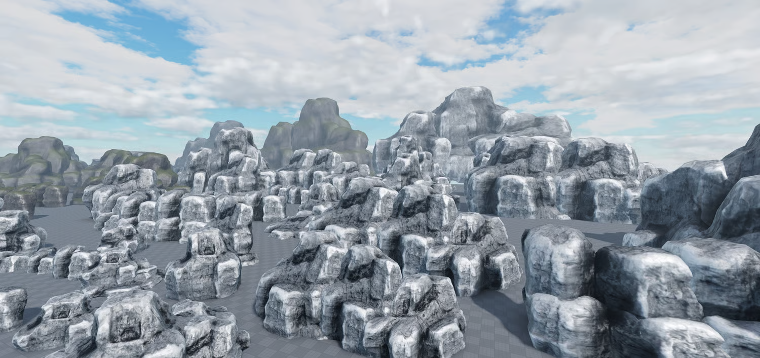 Low-ground stone meshes for terrain decoration