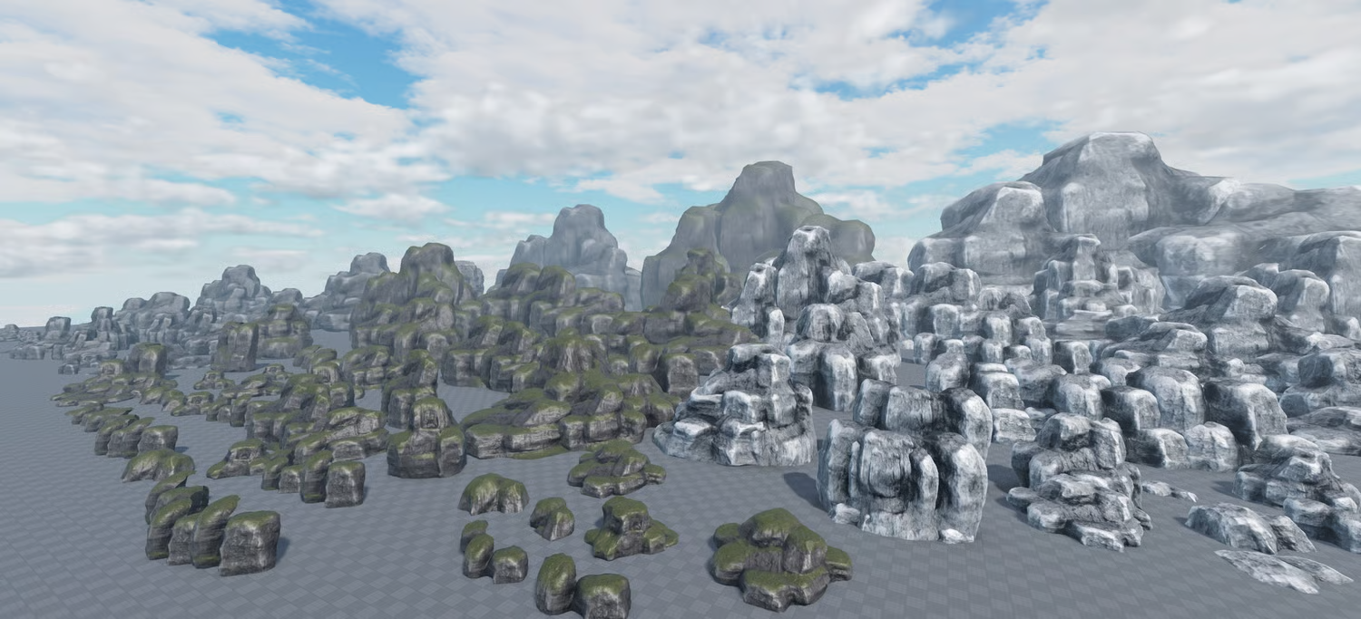 Varied stone formations for mountains and cliffsides