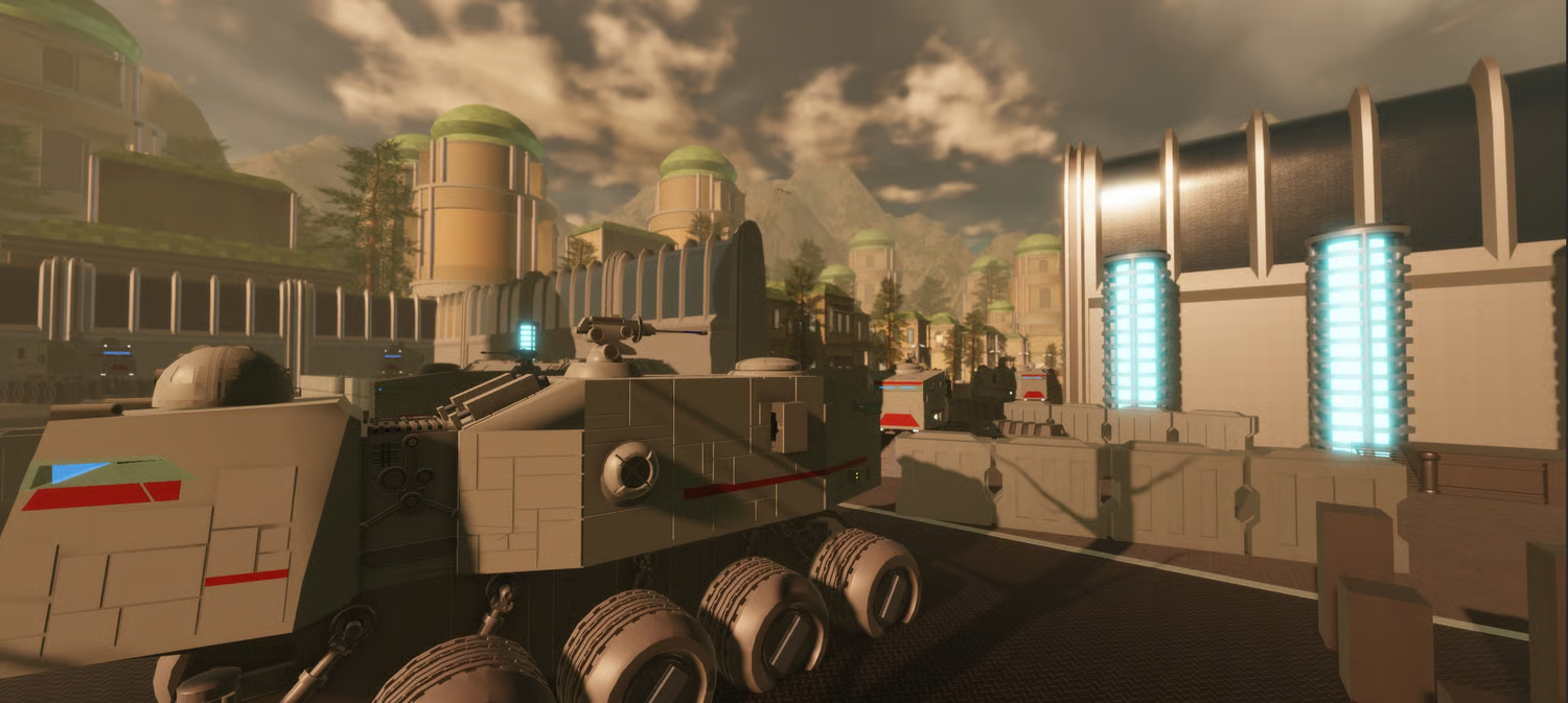 Metallic PBR surfaces with emissive futuristic details