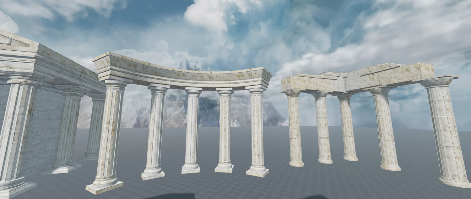 Ancient Greek columns and pillars for temple buildings