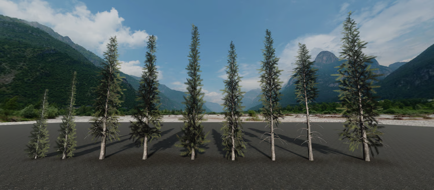 Pine forest models for survival and adventure games