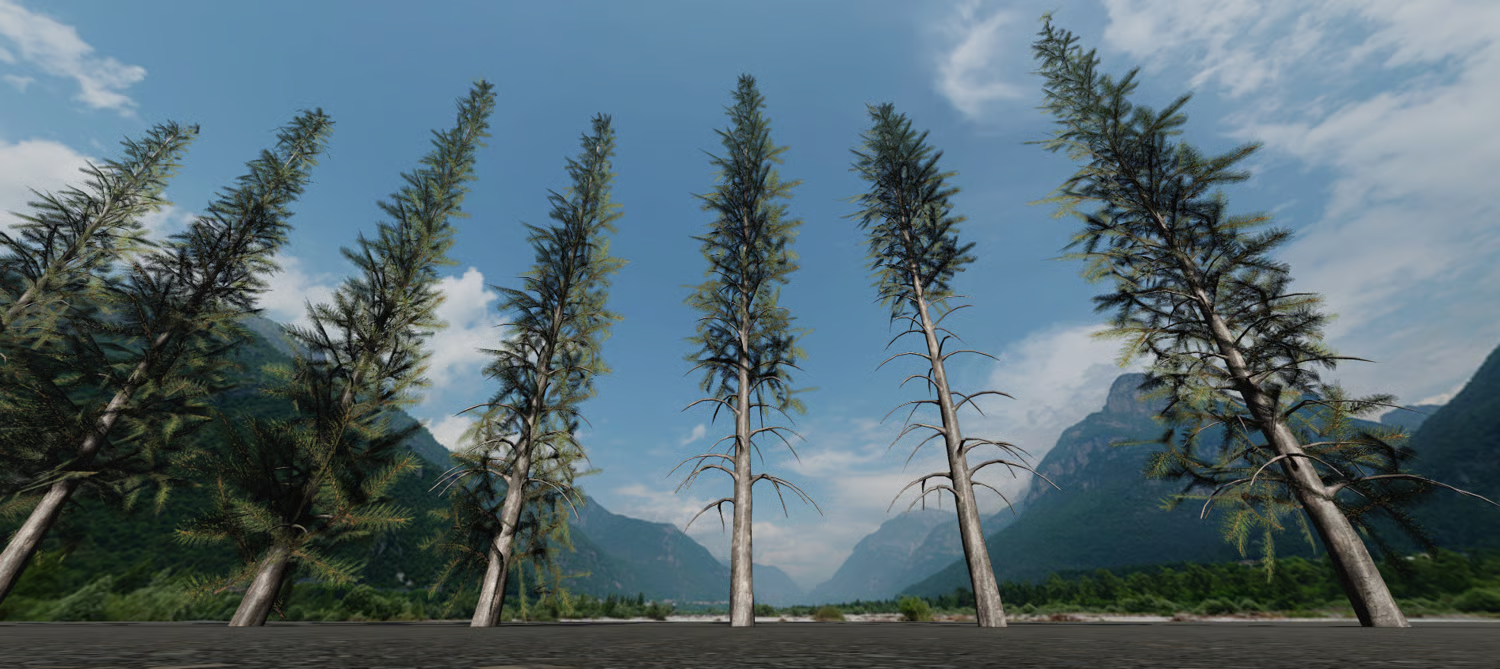 Realistic pine trees suitable for snowy environments