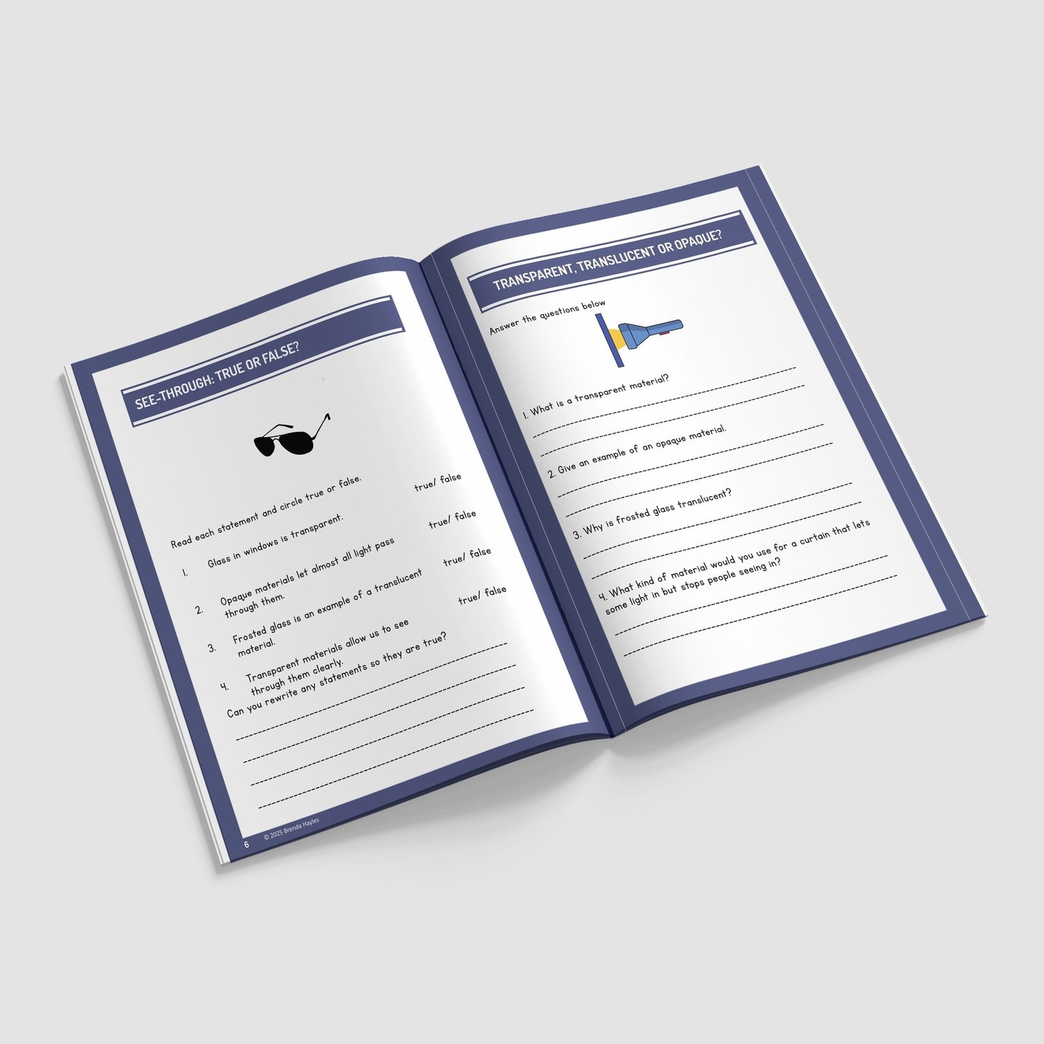 Light Science Worksheets and Workbook | Grades 2-4 | NGSS Aligned | Shadow and Reflection Testing: preview page 2 of 4