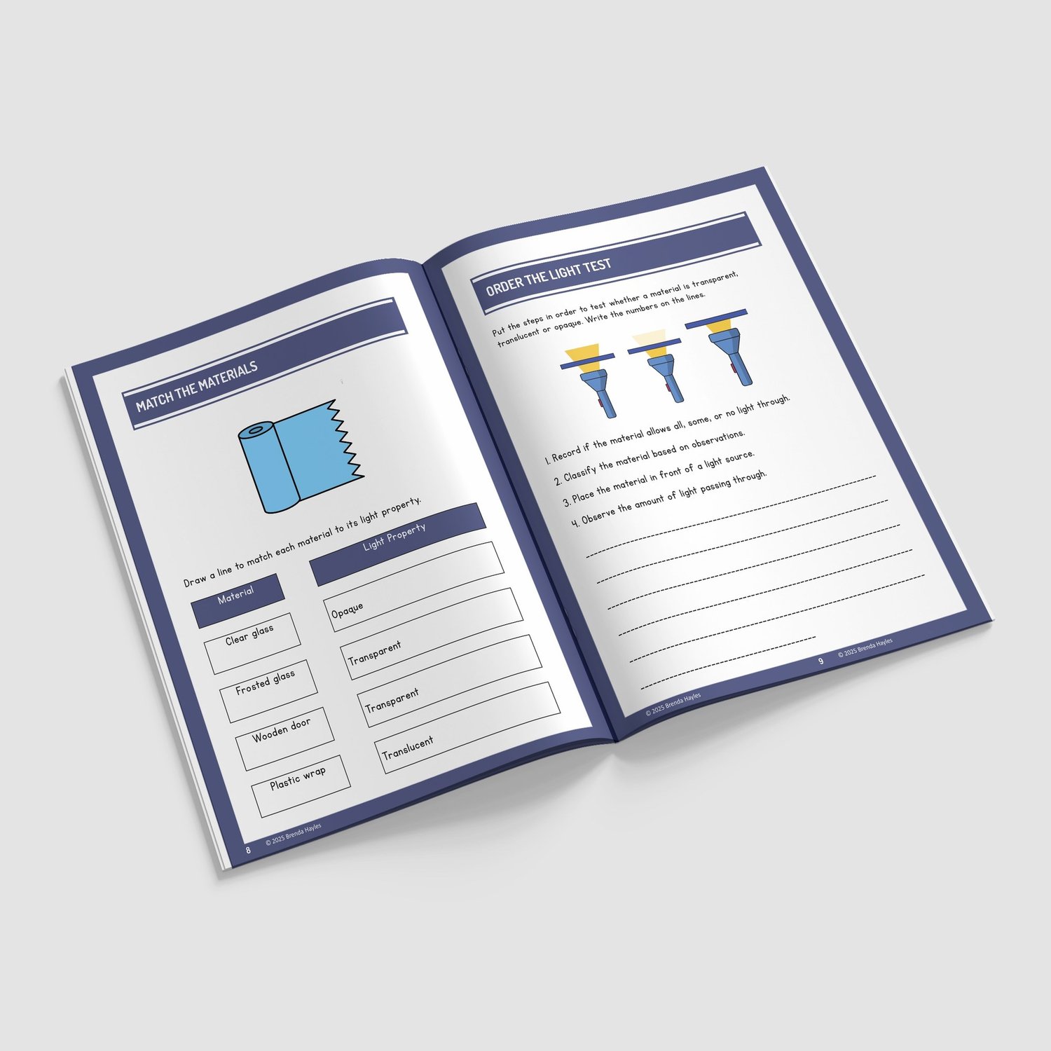 Light Science Worksheets and Workbook | Grades 2-4 | NGSS Aligned | Shadow and Reflection Testing: preview page 3 of 4
