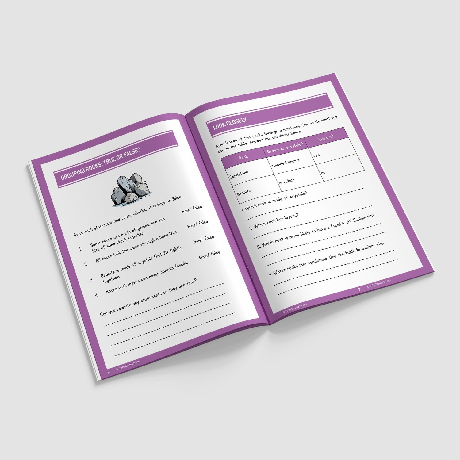 Rocks Science Worksheets and Workbook | Grades 3-5 | NGSS Aligned | Rock Testing and Soil Jars: preview page 2 of 4