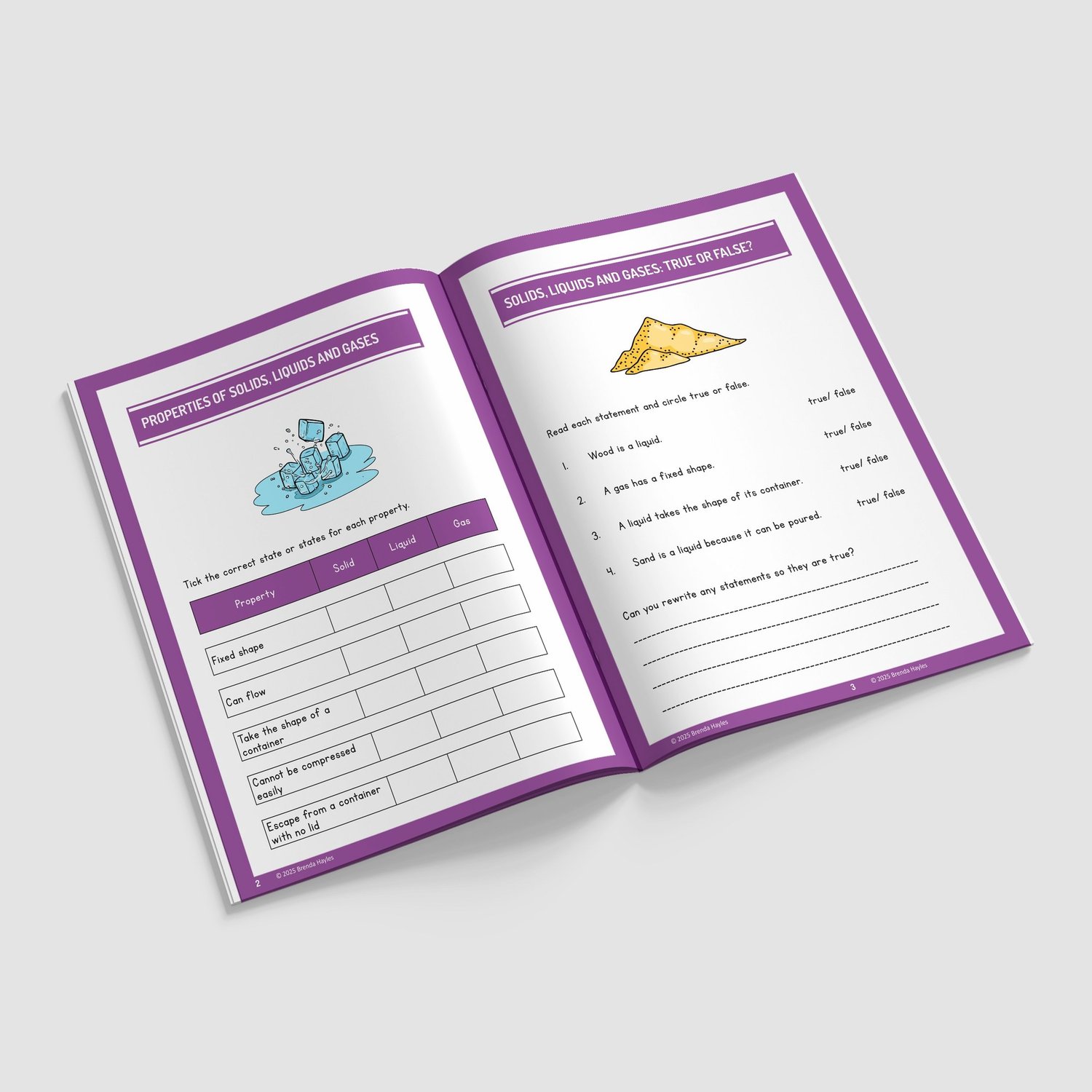 States of Matter Worksheets and Workbook | Grades 2-5 | NGSS Aligned | Water Cycle Activities: preview page 2 of 4