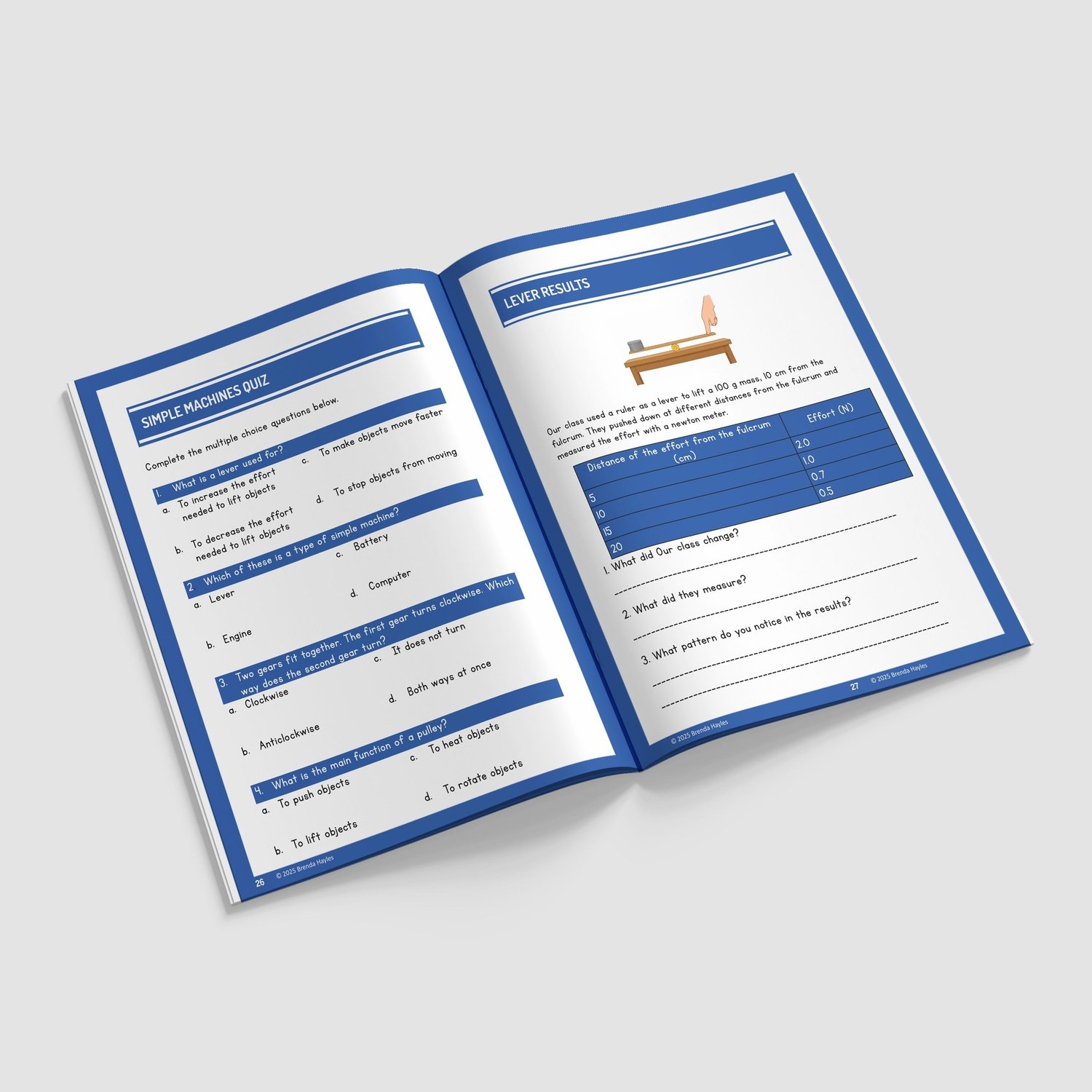 Forces Science Worksheets and Workbook | Grades 3-5 | NGSS Aligned | Parachutes, Levers and Pulleys: preview page 4 of 4