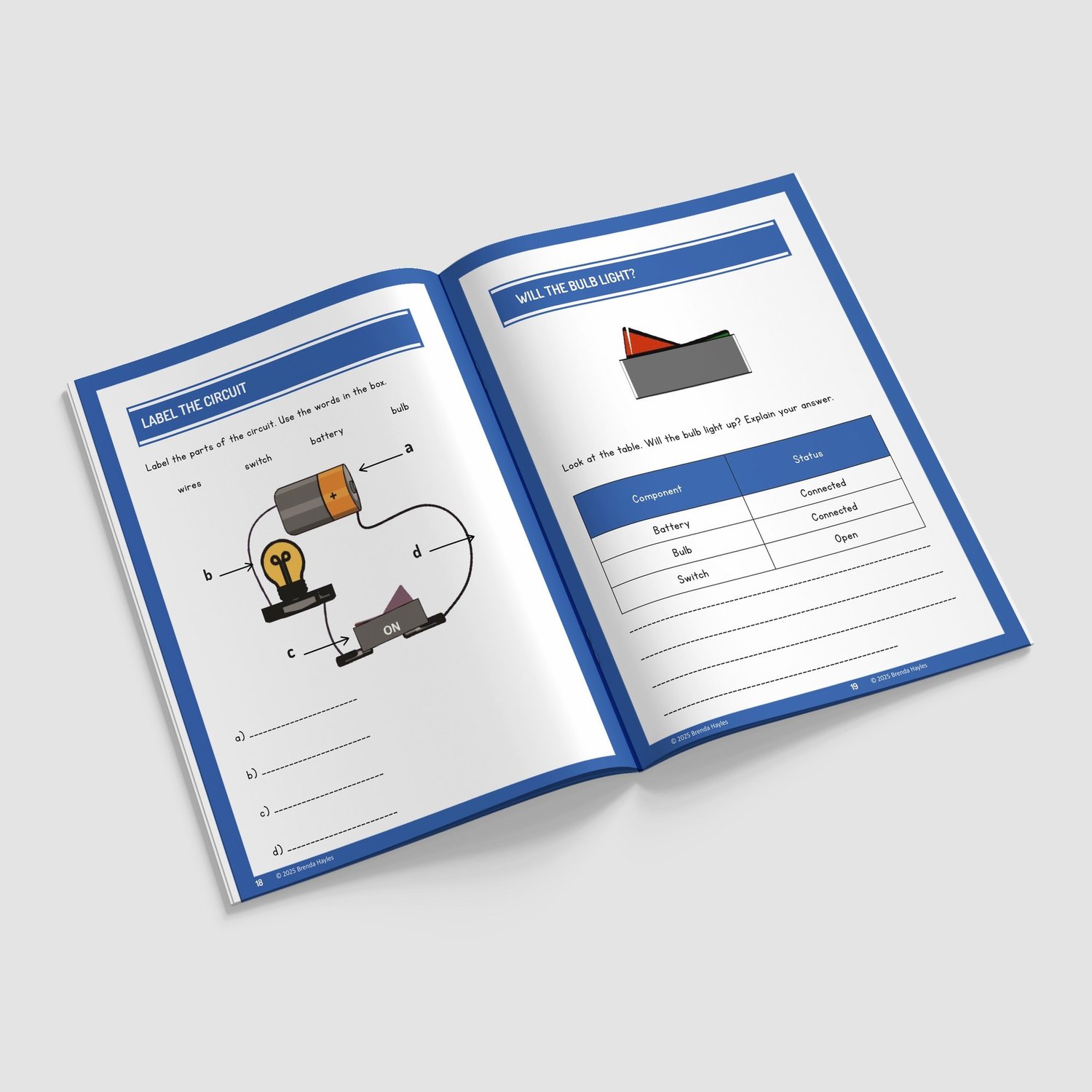 Electrical Circuits Science Worksheets and Workbook | Grades 4-6 | NGSS Aligned | Diagrams and Symbols: preview page 3 of 4