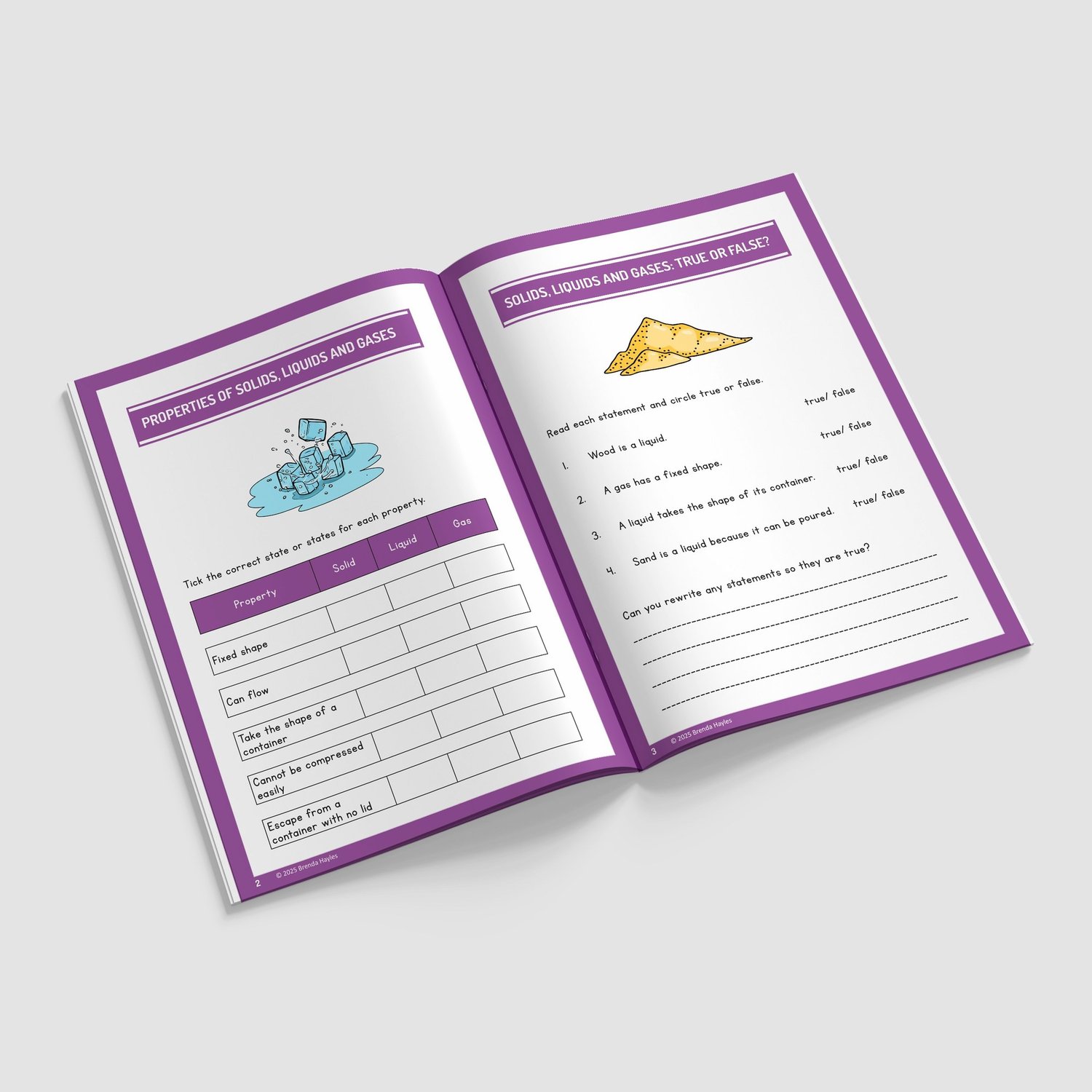 States of Matter Year 4 Worksheet with Answers | KS2 Solids, Liquids and Gases Workbook: preview page 2 of 4