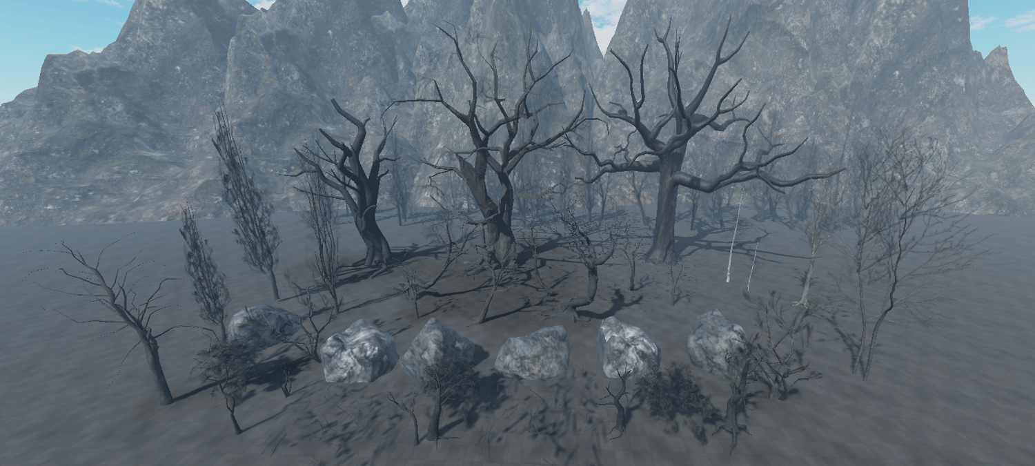 Large dead tree with sprawling dark branches