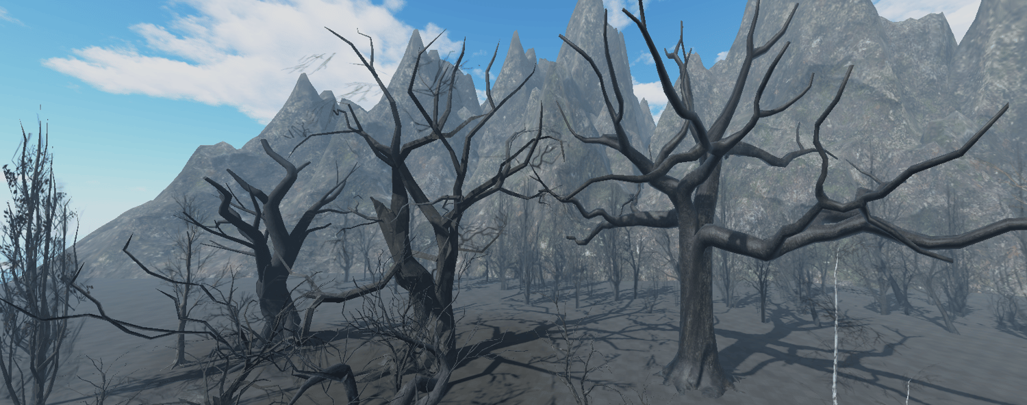 Gothic wilderness filled with bare and barren trees