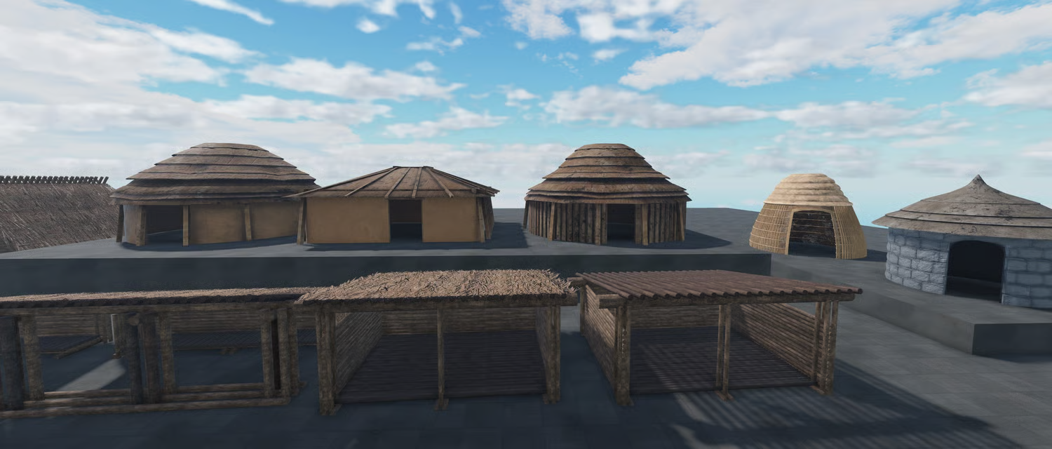 Mud hut structure with a dark open entrance