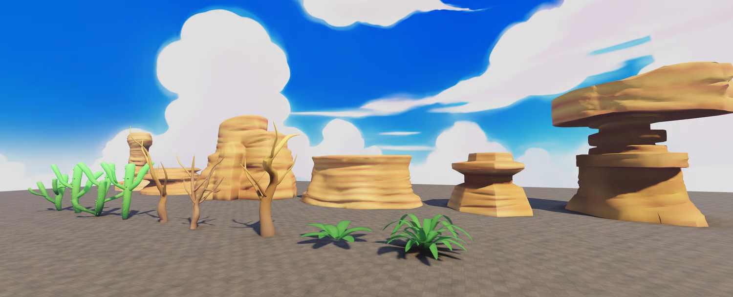 Small desert vegetation plants for sandy terrain