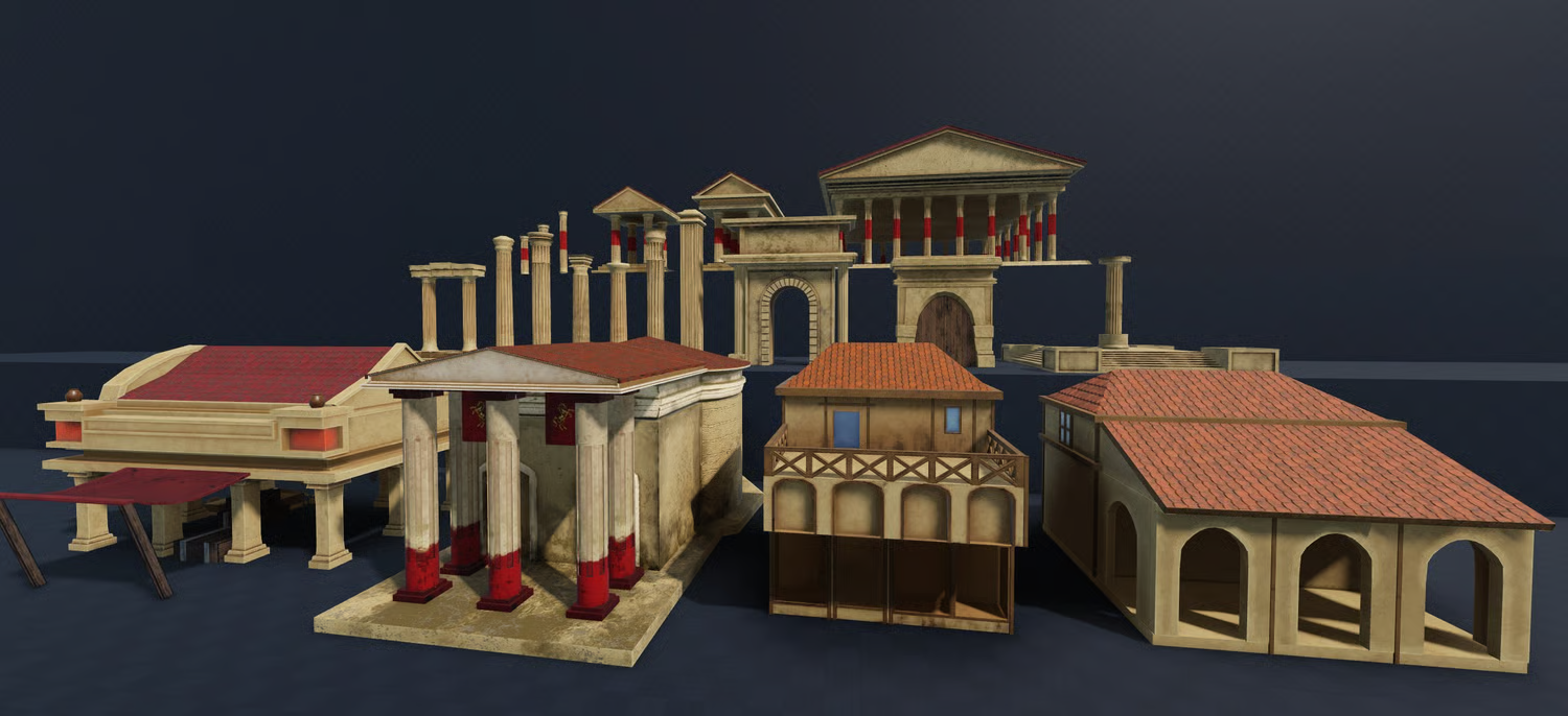 Roman triumphal arch with detailed architectural elements