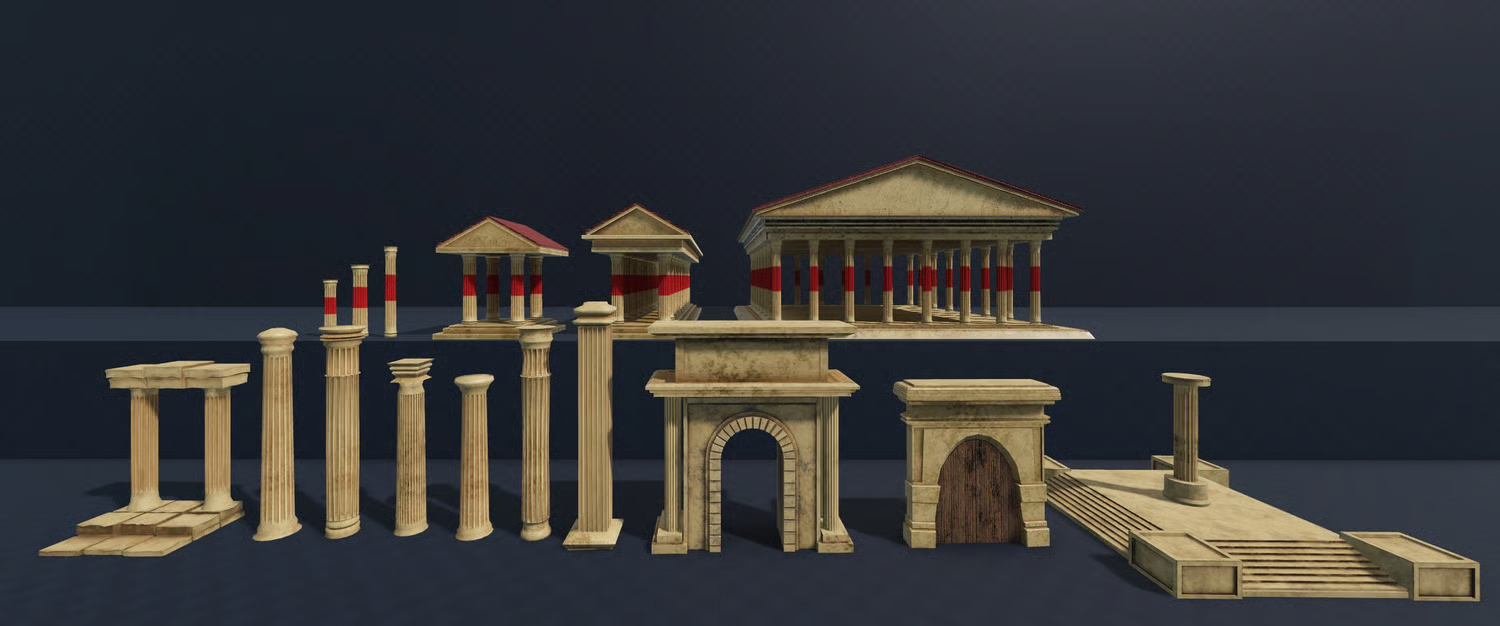 Ancient Roman market stall building asset for Roblox