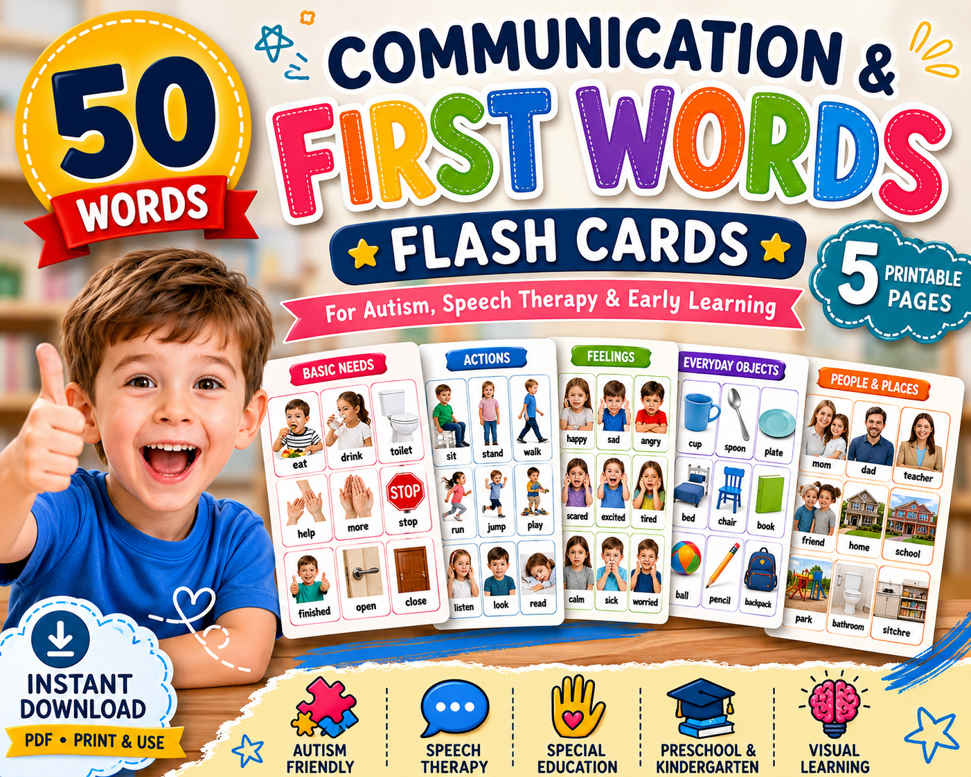 50 First Words Flash Cards