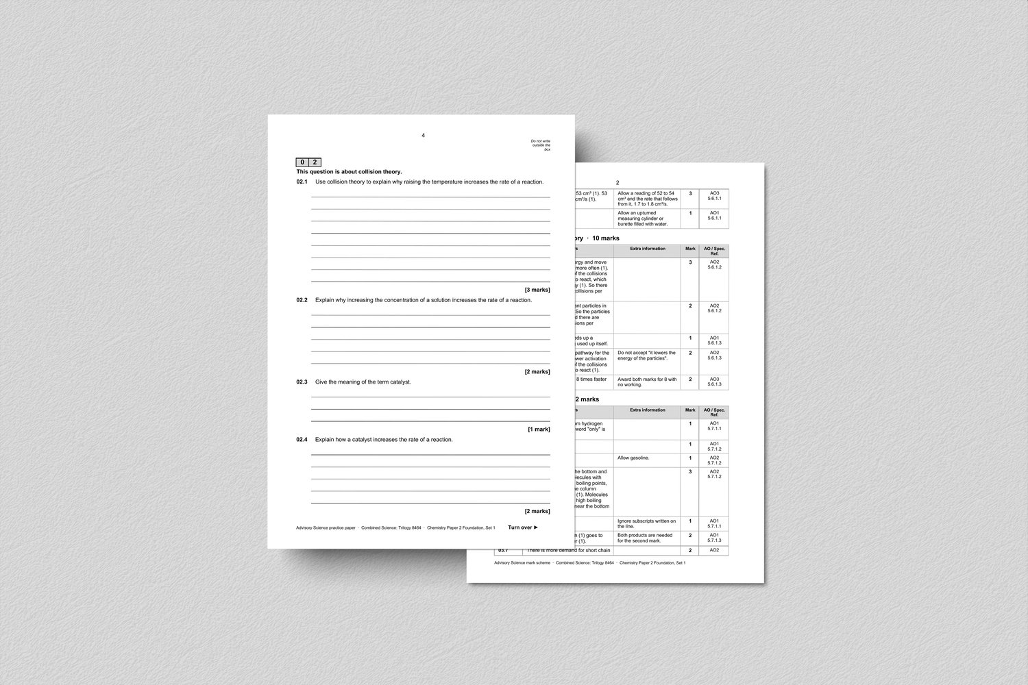 AQA GCSE Combined Science Mock Papers, Foundation Set 1 | 6 Papers, Mark Schemes and Trackers: preview page 4 of 4