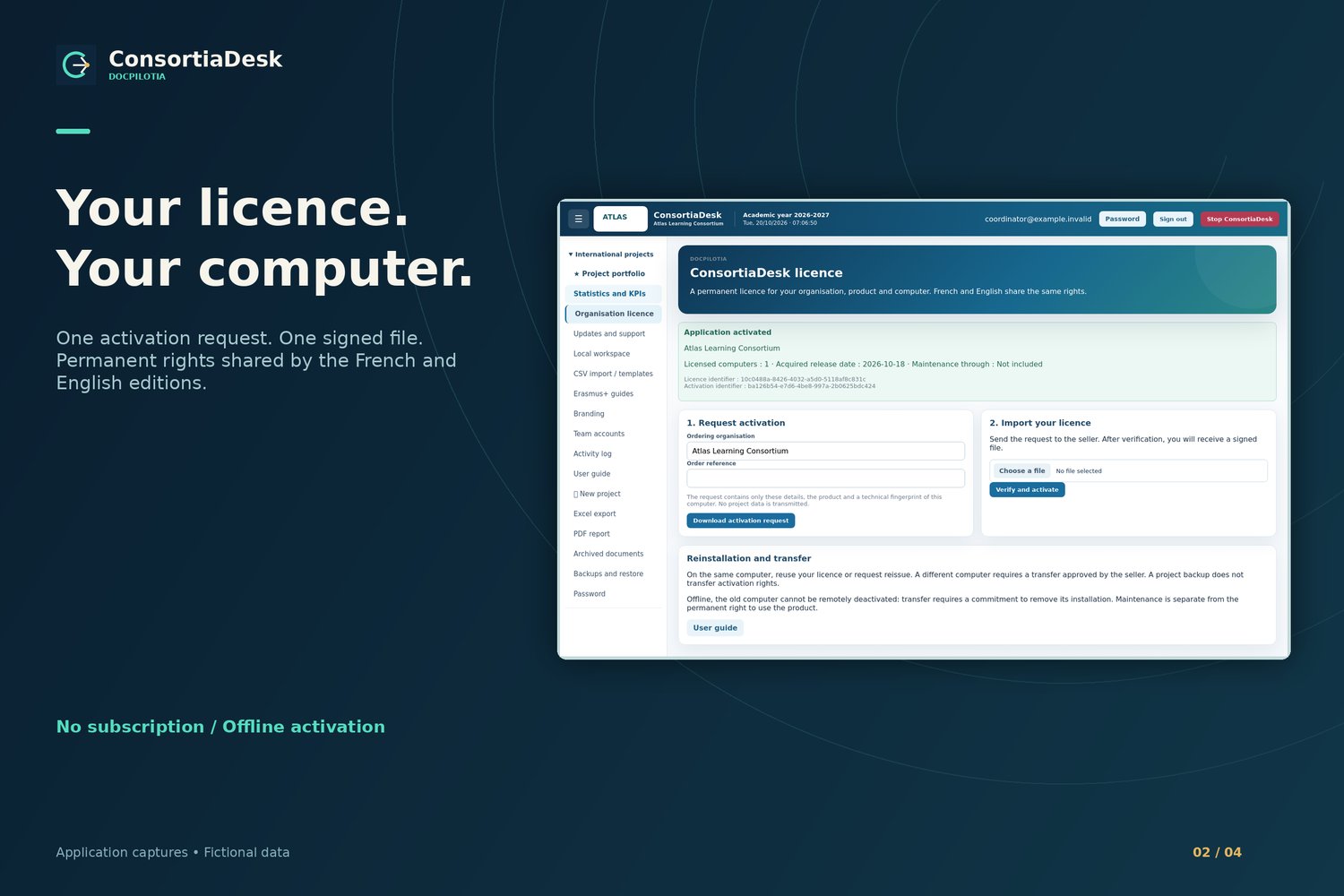DocPilotIA permanent licence activation — fictional data