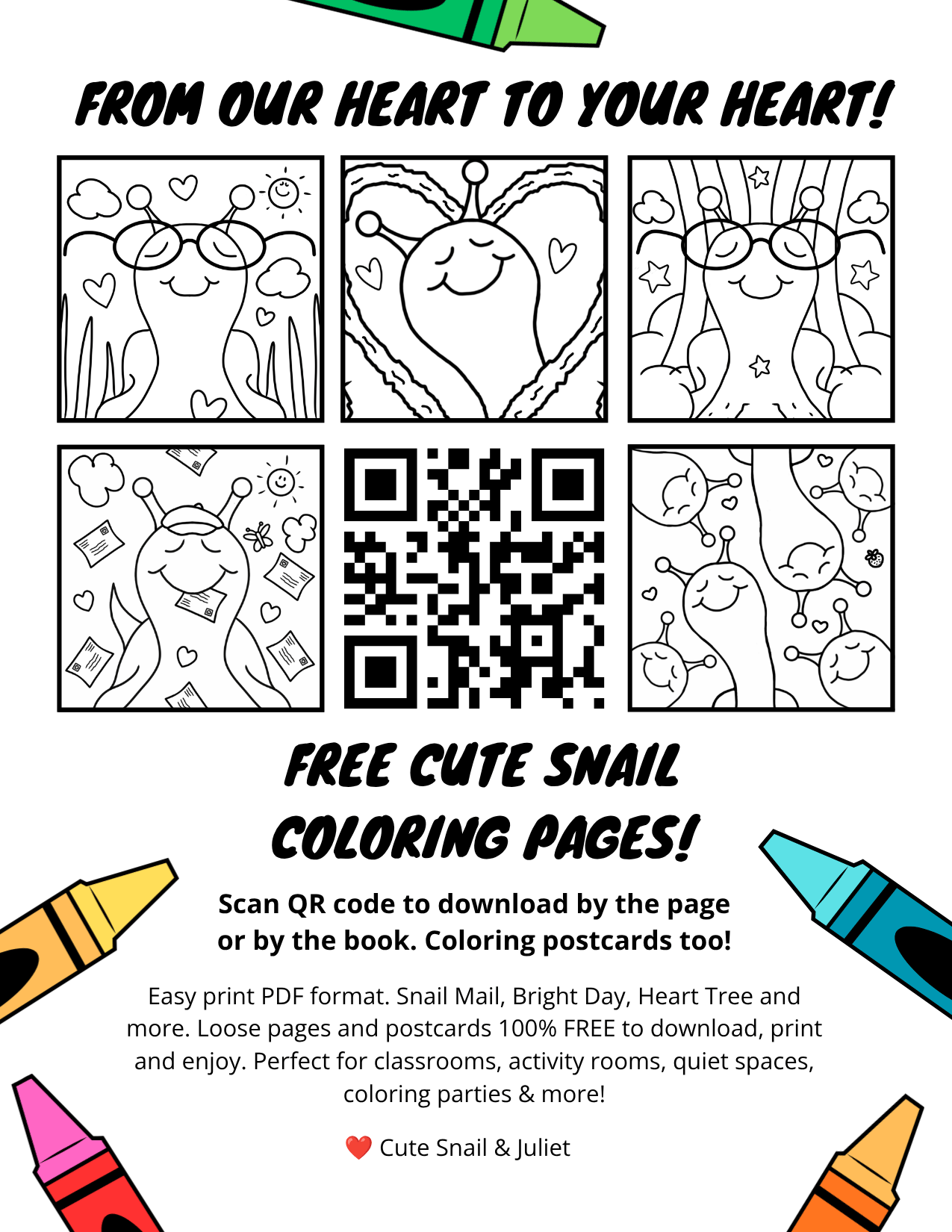 Cute Snail Coloring Pages Printable Promotional Flier (Letter Size)