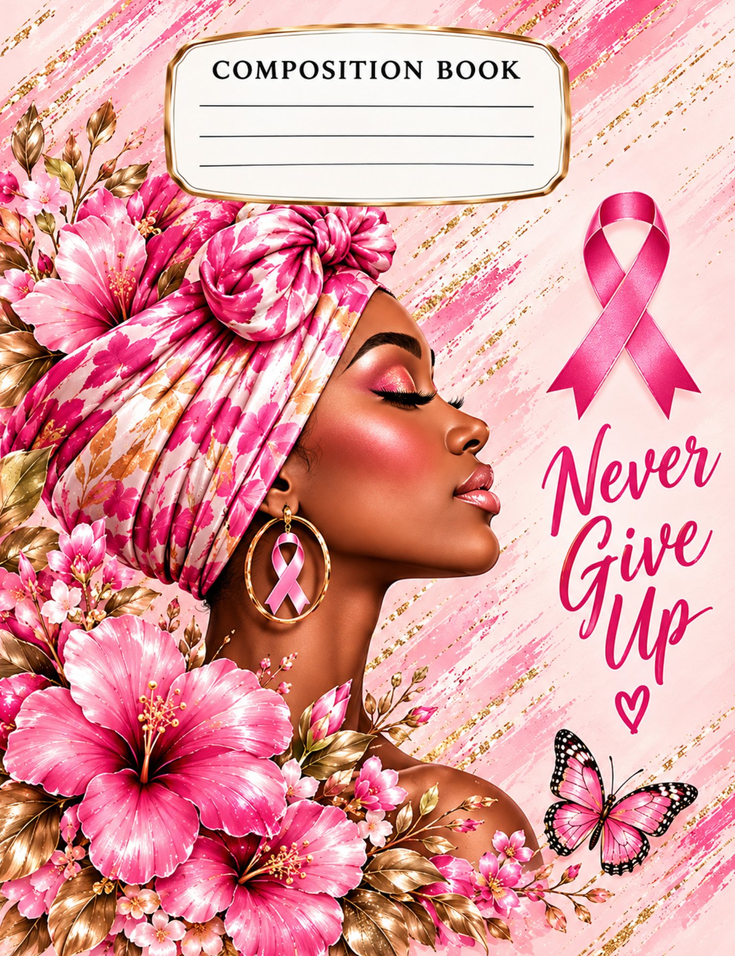 Pink Compisition Notebook Breast Cancer Awareness Composition Book Covers Bundle - 4 Front Covers ...
