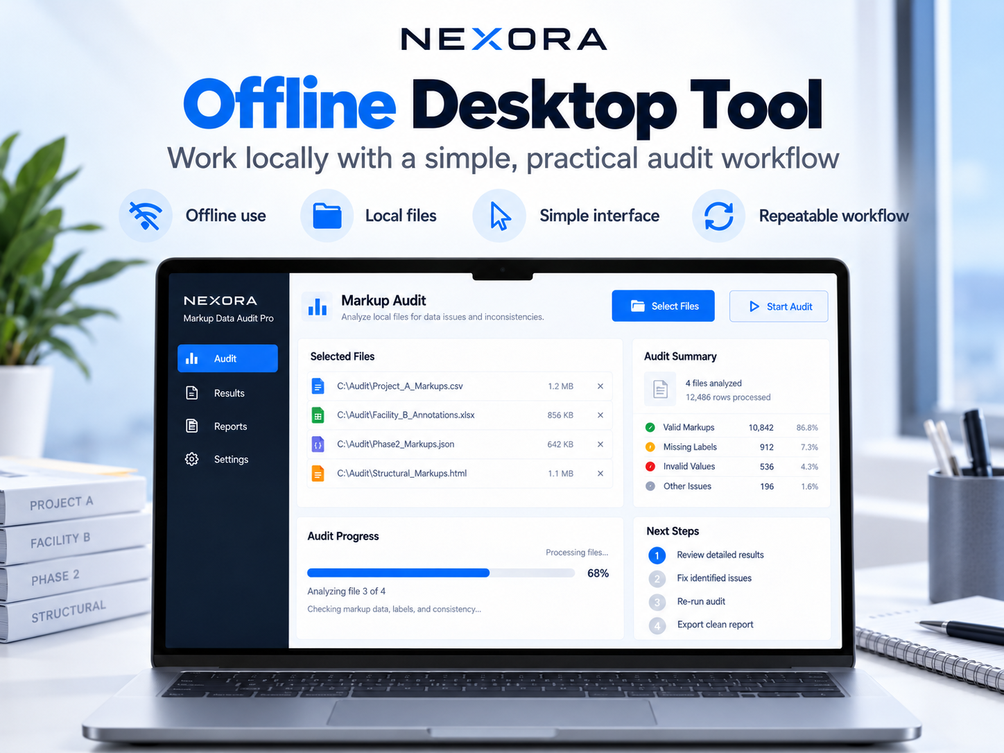 Offline Windows desktop tool for auditing Bluebeam markup CSV files