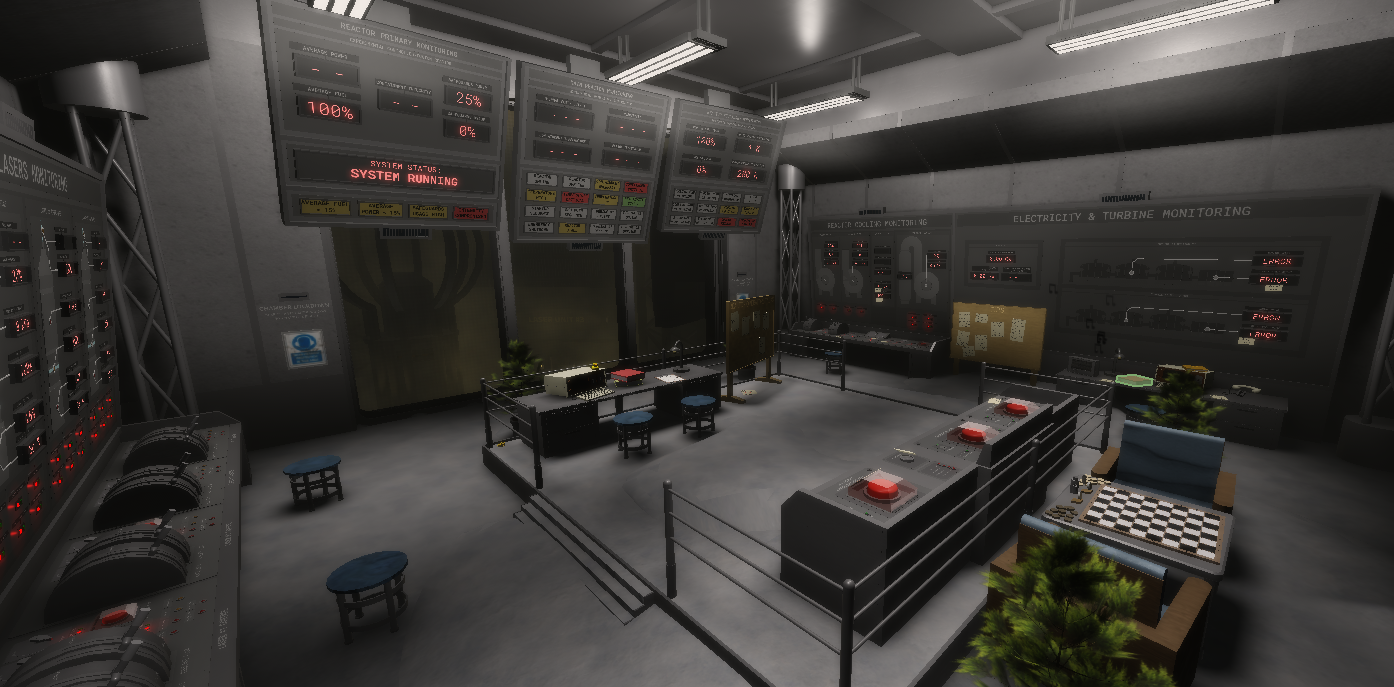 Underground research facility with industrial hallways