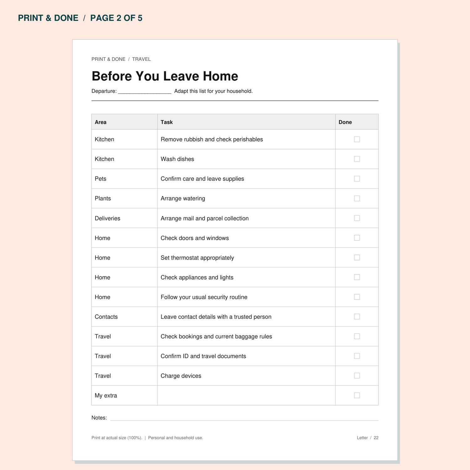 Before You Leave Home worksheet preview, page 2 of the Travel printable set.